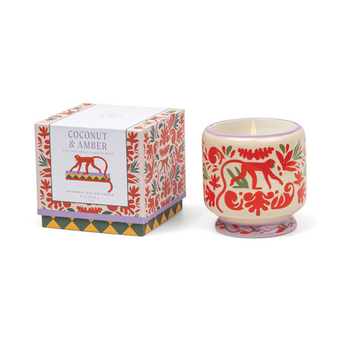 Bougie ambre et noix de coco jungle inside déco