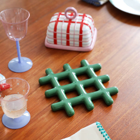Dessous de plat vert grid inside déco