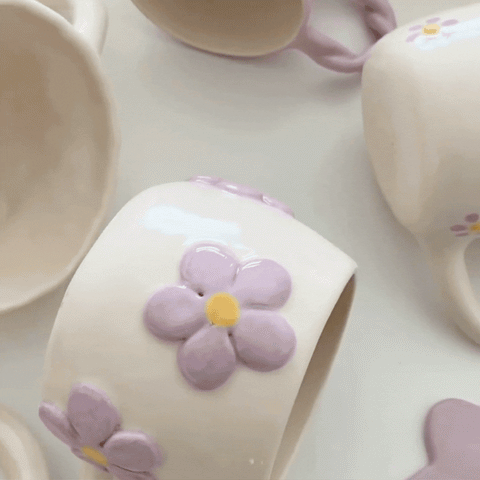 Mug violet avec anses torsadée inside déco