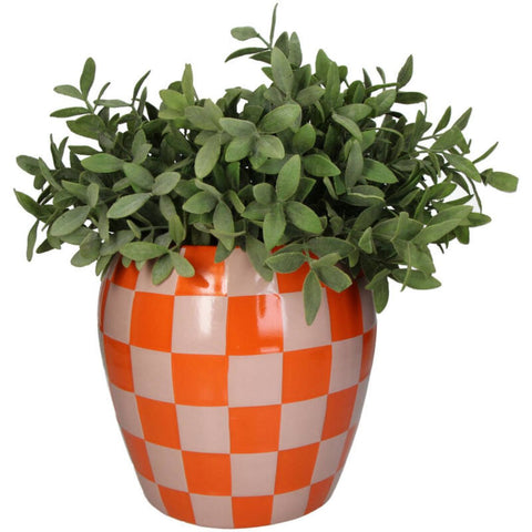 Pot de fleur damier orange Inside déco