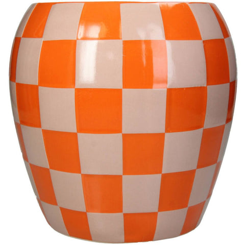 Pot de fleur damier orange inside déco