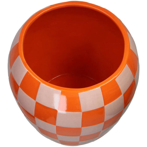 Pot de fleur à damier orange Inside déco