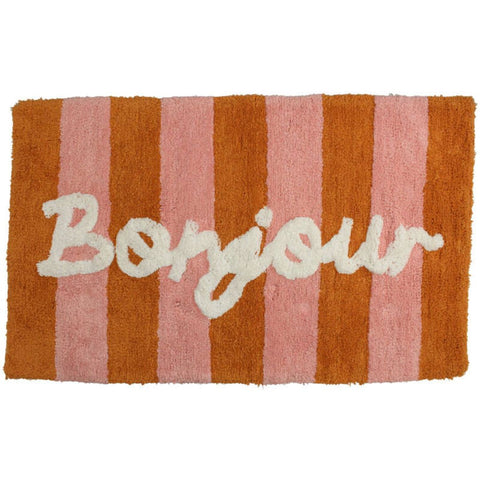 Tapis de bain rayé orange et rose inside déco