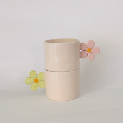 Tasse anse fleur verte ou rose inside déco