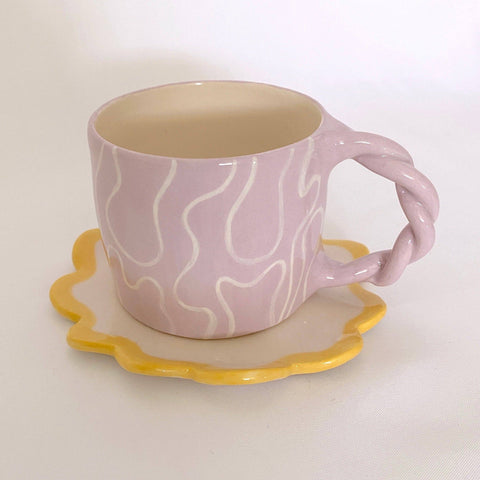 Tasse à expresso violette anse torsadée Inside déco