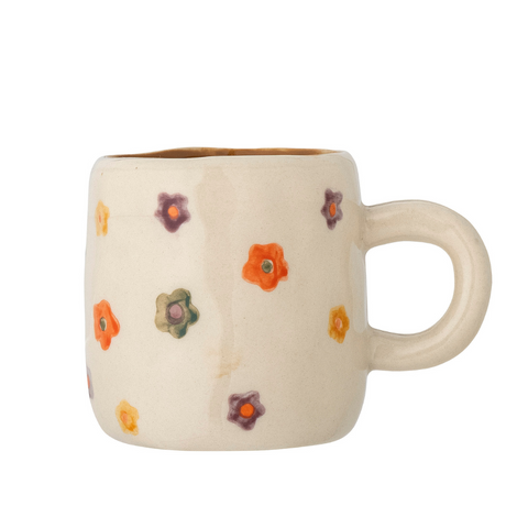 Tasse expresso beige avec des fleurs colorées inside déco