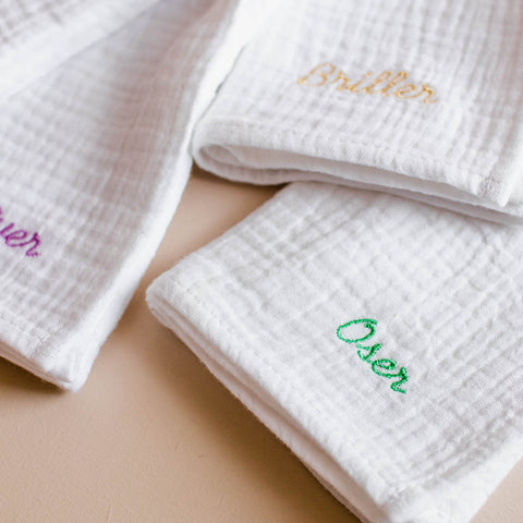 Serviette de table brodée en gaze de coton - INSIDE Box - Shop - Conseil