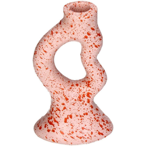 Bougeoir rose moucheté rouge inside déco 