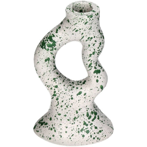 Bougeoir organique blanc moucheté vert inside déco 