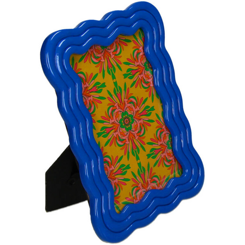 Cadre photo bleu bords wavy inside déco 