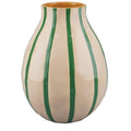 Vase en céramique beige et rayures vertes inside déco 