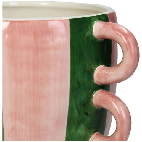 Pot de fleur rayé rose et vert Inside déco 