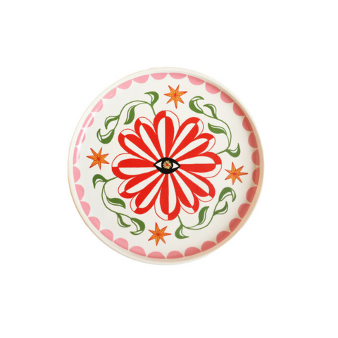 Assiette fleur rouge et oeil inside déco 