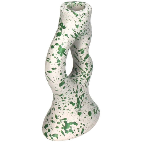 Bougeoir blanc moucheté vert inside déco 