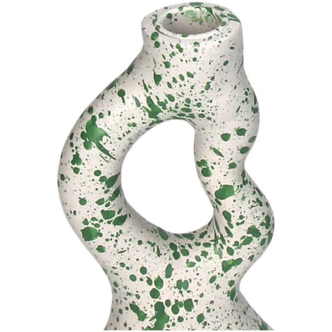 Bougeoir vert et blanc moucheté inside déco 