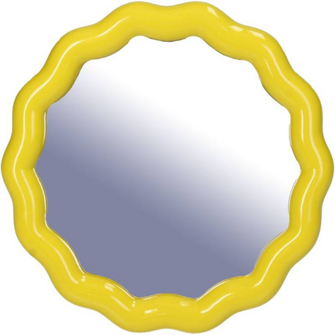 Miroir jaune rond aux bords ondulés inside déco 