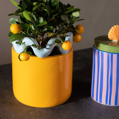 Pot de fleur orange et bleu Inside déco 