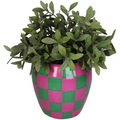 Pot de fleurs à damier rose et vert inside déco 
