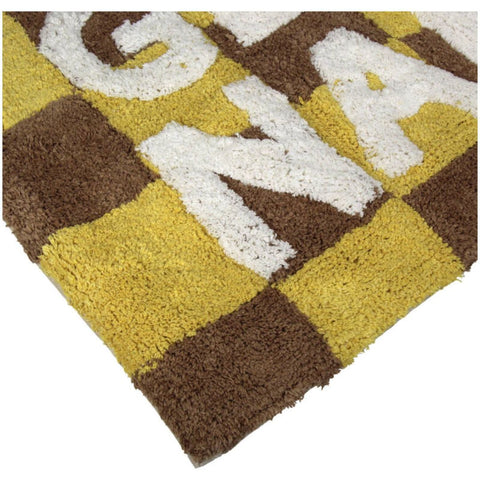 Tapis de bain à damier jaune et marron inside déco 