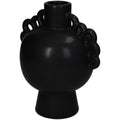 Vase en céramique rond noir avec anses dentelles inside déco 