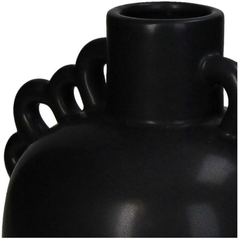 Vase noir en céramique poignée dentelle inside déco 