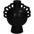 Vase rond noir avec anses dentelles inside déco 