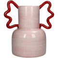 Vase rose avec grandes anses rouges Inside déco 
