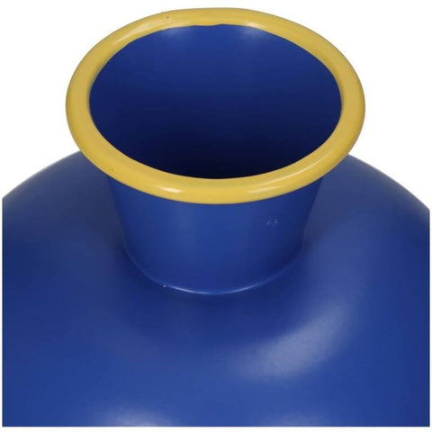 Vase bleu électrique et liseré jaune Inside déco 