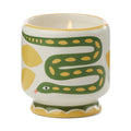 Pot céramique bougie parfumée iris Snake jaune et vert inside