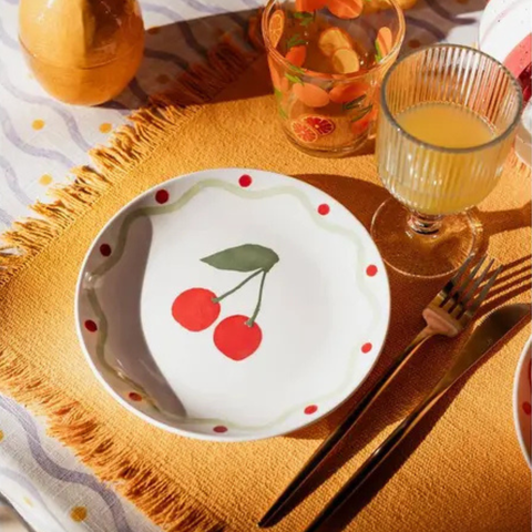 Assiette à dessert Fruity Cerises – Lot de 6