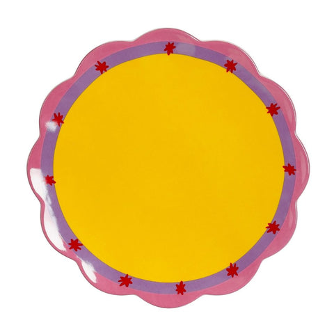 assiette stellina bords ondulés et petites étoiles rouge