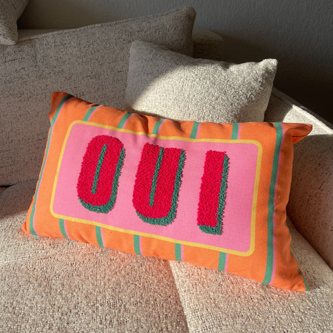 Housse de coussin Oui orange et rose Inside booster Toulouse