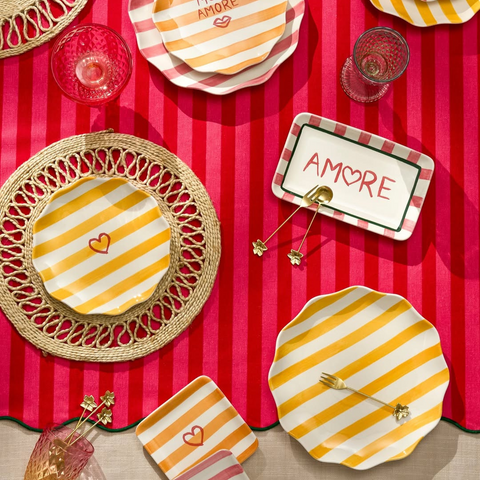 Art de la table assiettes jaunes rayées Inside déco