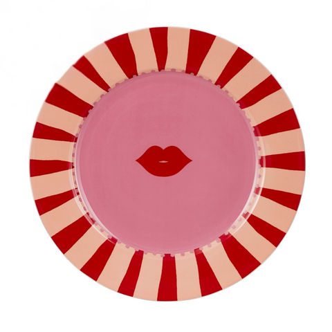 Assiette bouche rouge rayée inside déco 
