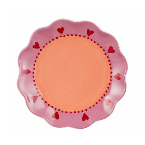 Assiette coeur rouge bords ondulés inside déco 