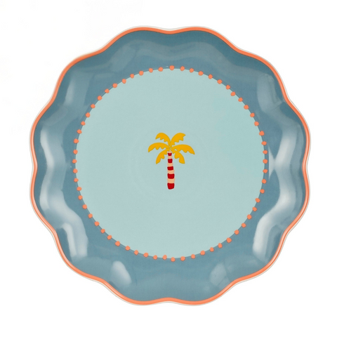 Assiette palmier bleu inside déco 