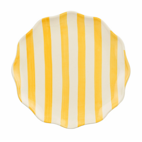 Assiettes rayées jaune bords ondulés Inside déco 
