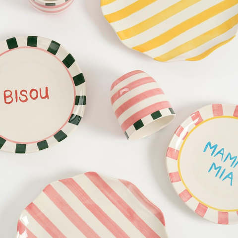 Set assiettes rayées colorées Inside déco 