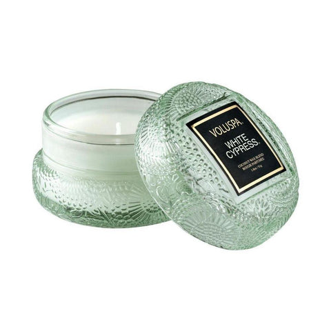 Bougie parfumée Voluspa Japonica White Cypress 60h - INSIDE Box - Shop - Conseil