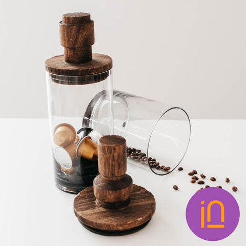 Pot à café en verre fumé et bois - L – INSIDE Box - Shop - Conseil